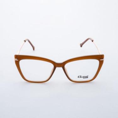 Imagem de Armação para óculos de Grau Clicquot Feminino Gatinho em Acetato Marro