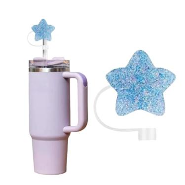 Imagem de Cobertura de palha de silicone granulado Sugar Star para Stanley 30 e 1,134 g, tampa de palha brilhante, cobertura de palha à prova de respingos, tampa de palha reutilizável, capas de ponta de canudo