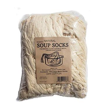 Imagem de Regency Wraps Meias de sopa, pacote com 100 de 61 cm, sacos de malha 100% algodão; para caldos claros, sopas deliciosas sem tensão; serve para frango inteiro, guisado de carne ou vegetais