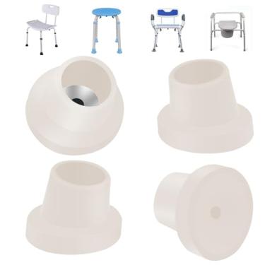 Imagem de Bcautay Pés de substituição para cadeira de banho, tampas de perna de cadeira de chuveiro resistentes, pontas de borracha antiderrapantes, bege, 3,5 cm (pacote com 4)