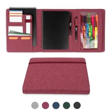 Imagem de Kaitiaki Capa planejadora resistente para caderno inteligente Rocketbook – Padfólio de tecido resistente à água, pasta de negócios com bolso para caneta com zíper, serve para tamanho executivo A5,