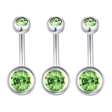 Imagem de Decentraland 3 peças de zircão branco esférico 1,6 mm (14G) piercing de umbigo piercing corporal halteres piercing joias titânio aço cirúrgico aço inoxidável 10 mm, 1.6mm(14G),L-10mm, Aço inoxidável,