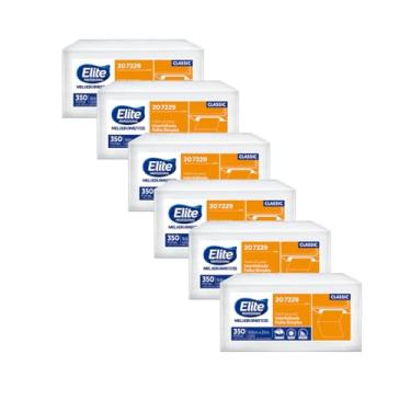 Imagem de Kit 6 Papel Toalha Elite Fl. Simples - Classic Interfolhado (2100 FOLHAS), Folha Simples, Classic, 20 x 21 cm, 350 Folhas.