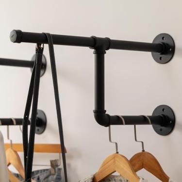 Imagem de ZYUXUAN Suporte para roupas infantis, armário de vestir, armário de vestir, cabideiro aberto na parede, guarda-roupa infantil moderno industrial organizador de fantasias com 1 varão de pendurar