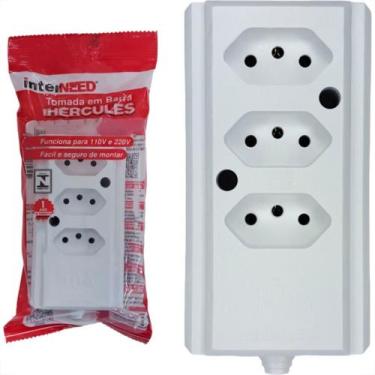 Imagem de Tomada Barra Interneed 2P+T. Branca 10A. Tripla
