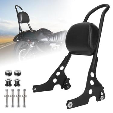 Imagem de AUFER Encosto de passageiro preto destacável Sissy Bar com almofada de encosto compatível com Sportster 1200 883 XL XLH 2004-UP