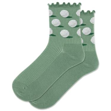 Imagem de HOTSOX Bola de golfe feminina gola redonda com borda de alface pacote com 1 par, Loden, tamanho de sapato feminino: 4-10, Verde, 4-10