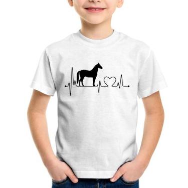 Imagem de Camiseta Infantil Cavalo Batimentos Cardíacos - Foca na Moda, Branco, 