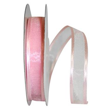 Imagem de Reliant Ribbon Fita de borda de cetim transparente, 1,5 cm x 25 jardas, rosa claro
