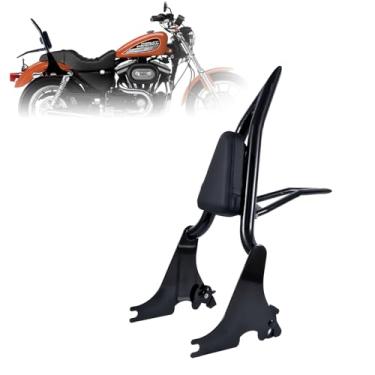 Imagem de Kinglemc Suporte de bagagem Sissy Bar ajustável com trava para Harley Sportster XL883 XL1200 883 1200 Iron Superlow (preto brilhante)