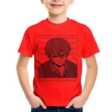 Imagem de Camiseta Infantil Fall Down Seven Times, Stand Up Eight - Foca na Moda