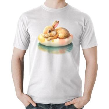 Imagem de Camiseta Algodão Coelhinho Relaxando Na Piscina  - Foca na Moda, Branc
