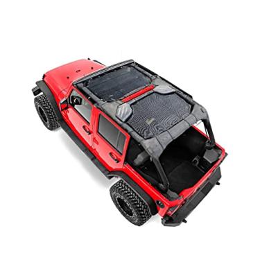 Imagem de Savadicar JK Sunshade Top, capa de proteção solar de malha, tela de biquíni bloqueador UV compatível com Jeep Wrangler JKU 2007-2018 4 portas, 2 peças dianteiras e traseiras, poliéster durável, preto