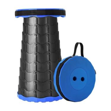 Imagem de Banco Banqueta Dobrável Telescópica Retrátil Regulável Com Alça Suporta 100kg (Azul)