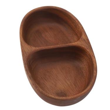 Imagem de Bandejas de madeira multiuso bandeja de servir para biscoitos de salada de frutas e charcutaria, ideal para reuniões de família, material de madeira (compartimento pequeno oval)