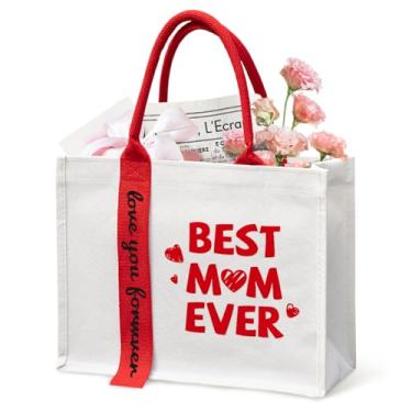 Imagem de OECTVD Sacola de lona com fita inicial personalizada, presente para sua esposa, mãe, amiga, aniversários, casamentos, Mãe, 13.7 x 11.8 x 4.7 inch