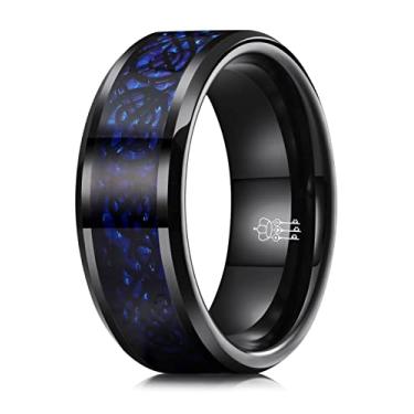 Imagem de THREE KEYS JEWELRY Aliança de casamento masculina de 8 mm preta/azul/verde dragão fibra de carbono vermelha/preta de carboneto de tungstênio celta ajuste confortável, Metal, não conhecido
