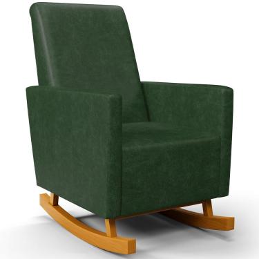 Imagem de Poltrona de Amamentação com Balanço Ravena W01 Couríssimo Verde Musgo - Lyam Decor