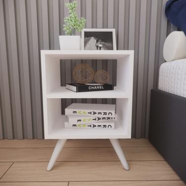 Imagem de Mesa de Cabeceira com Pés Mesinha Madeira Criado Quarto Nicho