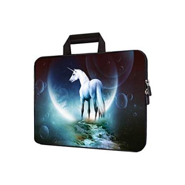 Imagem de Bolsa de transporte de neoprene para laptop de 15 polegadas, capa para Chromebook, notebook, Ultrabook, capa de viagem para tablet com alça de zíper, capa de transporte para netbook/laptop de 14 15 e