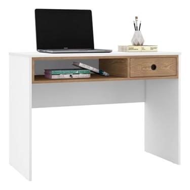 Imagem de Mesinha Computador Multiuso Quarto Sala Escritorio 1 Gaveta(Branco/Nature)