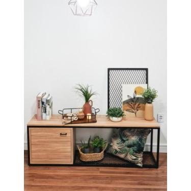 Imagem de Rack Aria com porta 120 cm Estilo Industrial - Casa Quentinha, MDF Lou