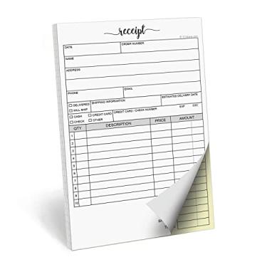 Imagem de 321Done Bloco de recibos sem carbono de 2 partes 5,5 x 8,5, feito nos EUA, formulário de pedido de venda de cópia duplicada de carbono, livreto de faturas, bonito conveniente para pequenas empresas (50 conjuntos) branco/amarelo