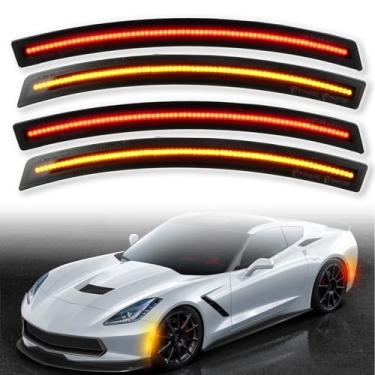 Imagem de ZDEERAOTO Kit de luzes de LED âmbar e vermelho para para-lama dianteiro e traseiro para Chevy Corvette C7 2014-2019 Grand Sport Stingray Z06 ZR1, lâmpadas de marcador de para-choque lateral de lente