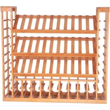 Imagem de Rack de garrafas de vinho - refrigerador de vinho em piso, gabinete de partição de madeira maciça, estante de exibição de pouso, prateleira de armazenamento de organizador de vinho para casa