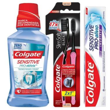 Imagem de Kit Colgate: Creme Dental 90g + Enxaguante Bucal 250ml + Escova Dental