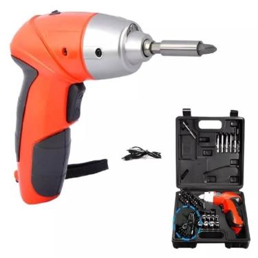 Imagem de Kit Parafusadeira Eletrica Recarregavel Sem Fio 4.8v Bivolt Com 45 Acessorios Bits Soqu...