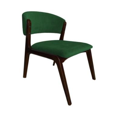 Imagem de Cadeira Kethellen Premium Madeira Maciça Castanho Veludo Verde - IDEAL