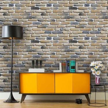 Imagem de Papel de Parede Tijolinho Bege e Cinza Azulado 250 - Inove Papéis de P