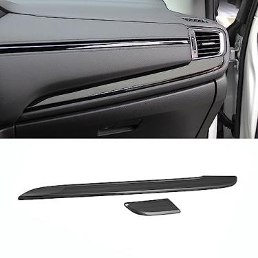 Imagem de KELEIMAI Acessórios de carro adequados para Honda CR-V CRV 2017-2022 Consoles centrais painel acabamento adesivo decoração interior molduras (preto escovado) aço inoxidável 2 peças