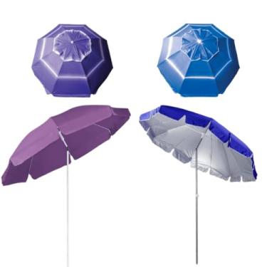 Imagem de Guarda Sol Gigante 2,40m Articulado Uv Respirável Praia Piscina Verão Sombreiro Aço(Guarda Sol Liso)