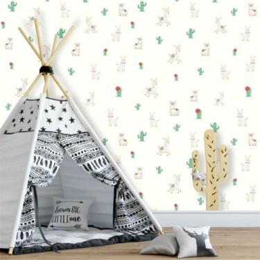 Imagem de Papel de Parede Vinil Autocolante Lhamas Cute Bege 270 - Inove Papéis 