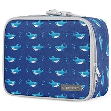 Imagem de Simple Modern Lancheira infantil para crianças | Bolsa isolada reutilizável para meninos | Recipientes de refeição para escola com bolsos externos e internos | Coleção Hadley | Mordida de tubarão