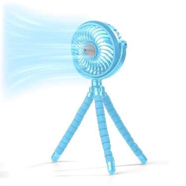 Imagem de Comfort Zone Ventilador de Carrinho de Bebê Flexível de 3 Velocidades, 4 Polegadas, Azul e Branco