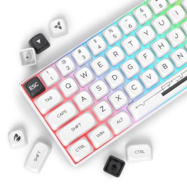 Imagem de Mosptnspg 145 teclas de desenho animado PBT personalizadas, MOA Profile Dye-Sublimation Ball Cap Set para Cherry/Gatron MX Switches 60 por cento/96%/61 teclado mecânico para jogos (branco minimalista)