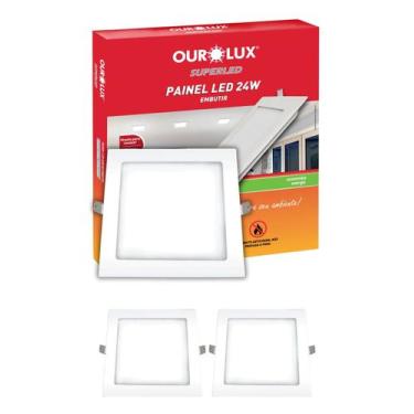 Imagem de 2 Painel Plafon Ourolux Led Embutir 24w Bivolt Luz Neutra