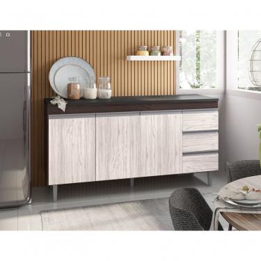 Imagem de Balcão Gabinete Para Pia Andreia Sem Tampo 150cm 3 Portas 3 Gavetas - Ajl Móveis Cor Marrom