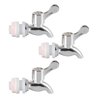 Imagem de Kit 3 Torneiras Para Suqueira Dispenser Plástico Prata Luxo Filtro Com Vedação