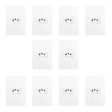 Imagem de Conjunto Com 10 Tomadas 2p+t 20a 250v, Modular, Com Placa 4x2 Branco