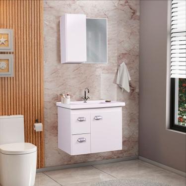 Imagem de Gabinete De Banheiro Com Espelheira Kit Campinas 60cm Branco