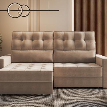 Imagem de Sofá Retrátil E Reclinável Dubai 220cm Bege