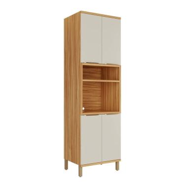 Imagem de Paneleiro 70cm Com 4 Portas E Espaço Para Micro-ondas 100% Mdf Noruega Espresso Móveis Amêndoa-off White