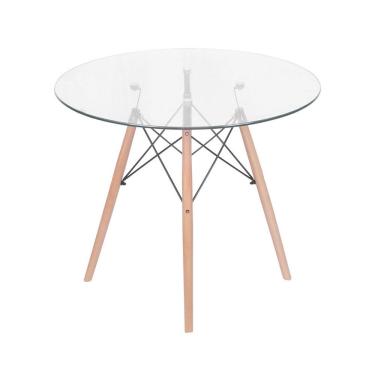 Imagem de Mesa Or-2211 Base De Madeira E Tampo De Vidro 90cm Or Design Incolor