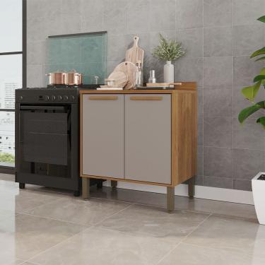 Imagem de Balcão Cozinha Flórida 2 Portas 80cm Salleto Cinamomo/ Off White