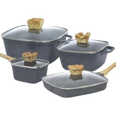 Imagem de Jogo Panelas Indução Antiaderente Revestimento Mármore Cerâmico Cook S