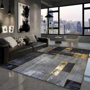 Imagem de Tapete geométrico moderno para sala de estar, sofá, mesas de centro, decoração de quarto, tapete lavável, cabeceira, tapetes de pelúcia (3,9 x 5,2 pés (120 x 160 cm) / JH012-Flannel-2)